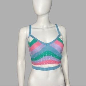 Almost Famous Crotchet Multi Color Cropped‎ Tank Top